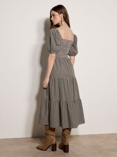 Cotton Gingham Milkmaid Midaxi Dress