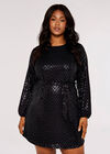 Curve Chevron Mini Dress, Black, large