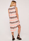 Abstract Stripe Curve Hem Dress, Peach, large