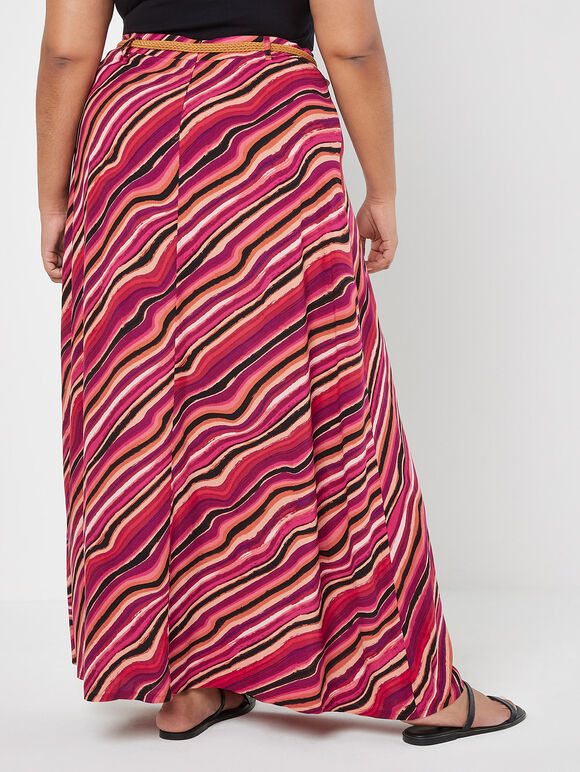 Curve Retro Wave Maxi Skirt, Pink, large