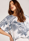 Leaf Print Oversized Tee, Cream, large