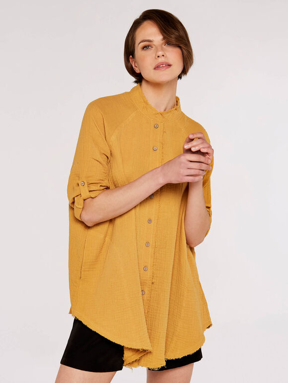 Tetra Oversized Shirt, Mustard, large