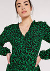 Silhouette Leaf Frill  Dress, Black, large