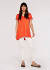 Buttoned High Low Tunic, Orange, large