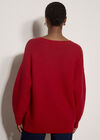 Textured Stitch Oversized Jumper, Red, large