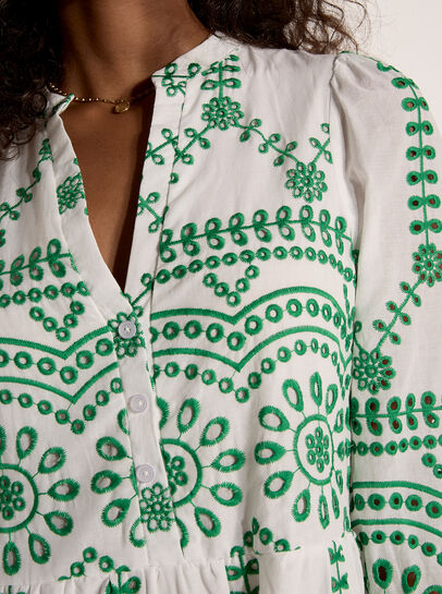 Floral Broderie Anglaise Midi Dress