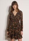 Chiffon Ruffle Paisley Mini Dress, Green, large