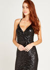 Split Front Sequin Maxi Dress, Black, large