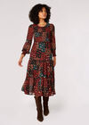 Patchwork Ditsy Midi Dress, Black, large