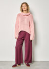 Chunky Knit Roll Neck Oversized Jumper, Pink, large