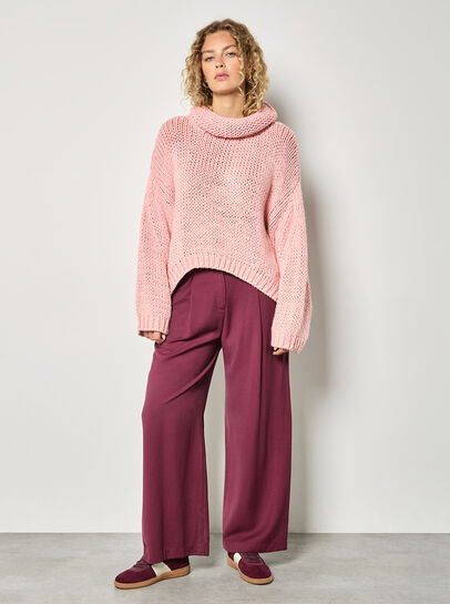 Chunky Knit Roll Neck Oversized Jumper