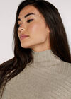 Waffle Assymetrical Hem Jumper, Stone, large