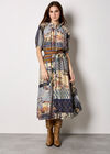 Patchwork Print Midi Dress, Navy, large