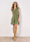Ditsy Floral Chiffon Mini Dress, Green, large