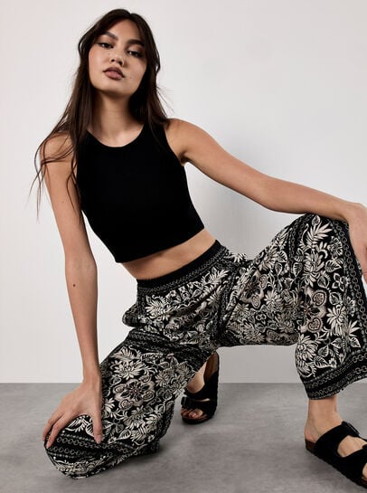 Scarf Print Flare Trousers