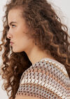 Hand-Crocheted Stripes Crop Top, Coral, large