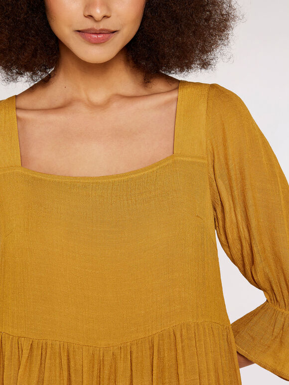 Milkmaid Tiered Dress, Mustard, large