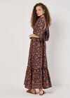 Foil Floral Paisley Satin Maxi Dress, Black, large
