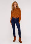 Satin Leaf Devore Top , Rust, large