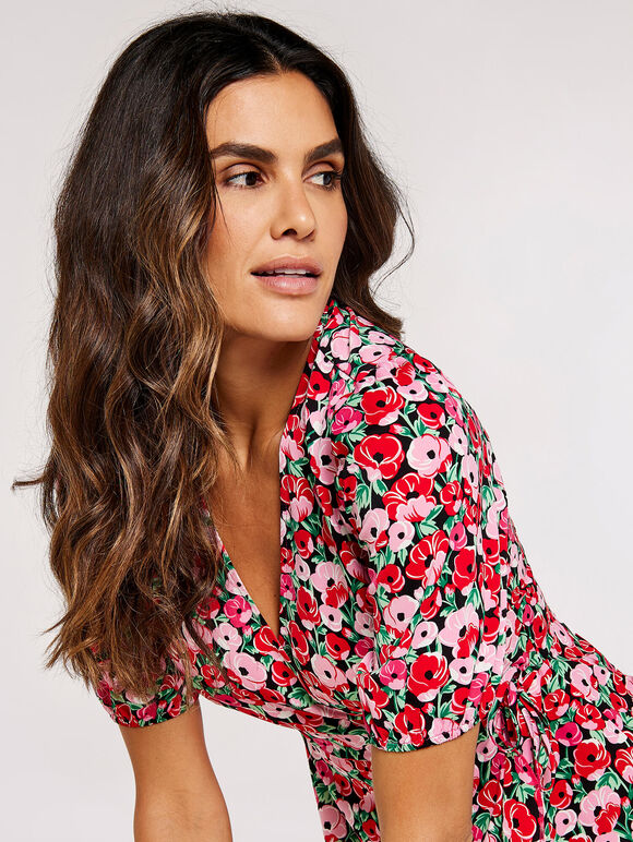 Floral Wrap Playsuit, Pink, large