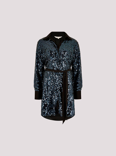 Sequin Shirt Mini Dress