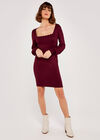 Scallop Neck Knit Dress, Burgundy, large
