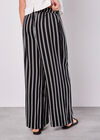 Stripe Wide Leg Trousers, Black, large