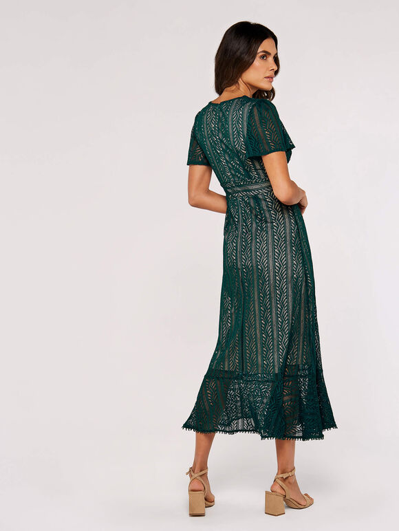 Lace Midi Dress, Green, large