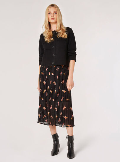 Floral Pleated Midi Skirt