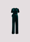 Velvet Wrap Culotte Jumpsuit, Green, large