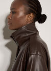 Oversized Faux Leather Jacket, Brown, large
