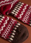 Fair Isle Patterned Socks, Red, large