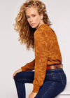 Satin Leaf Devore Top , Rust, large