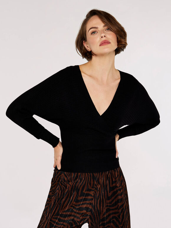 Bar Back Batwing Jumper, Black, large