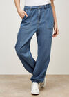Lia Mid-Wash Denim Joggers, Blue, large