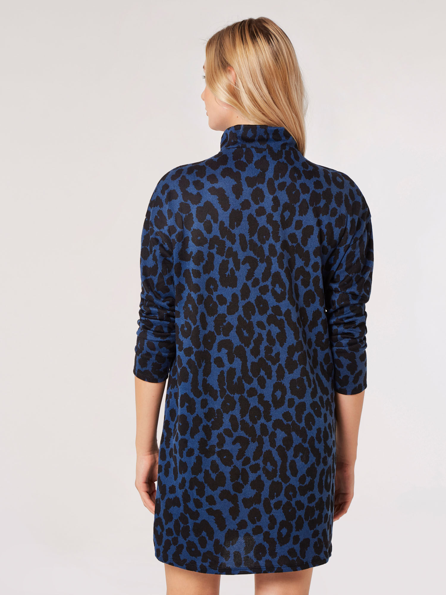Cheetah Mock Neck Mini Dress Apricot Clothing