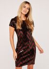 Sequin Chevron Shift Dress, Burgundy, large