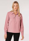 Soft Twill Zip Blouse, Purple, large