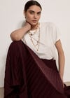 Ruffle Hem Pleated Maxi Skirt, Plum, large
