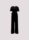 Velvet Wrap Culotte Jumpsuit, Black, large