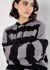 Hooded Stripe Tunic Jumper, Grey, large