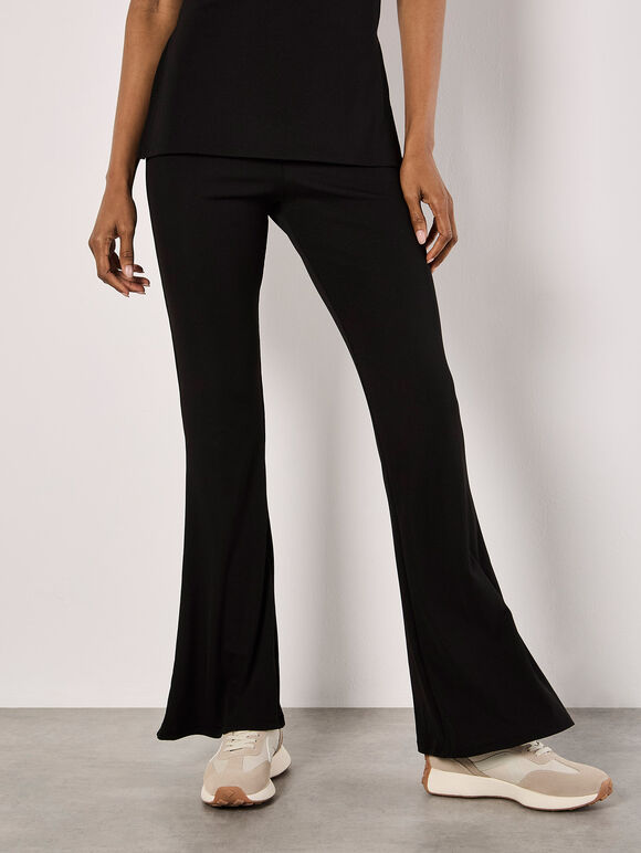 Jersey Flare Trousers, Black, large