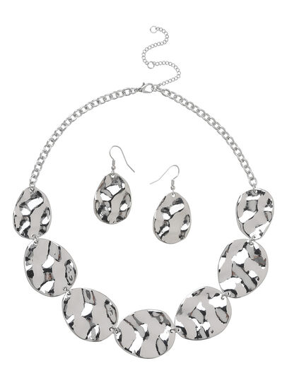 Hammered Necklace & Earring Set