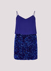 Chiffon Sequin Cami Mini Dress, Blue, large