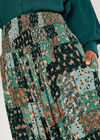 Floral Patchwork Crinkle Wide-Leg Trousers, Green, large