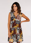 Animal Patchwork Mini Dress, Mustard, large