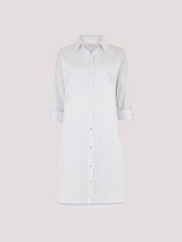 Oversized Shirt Mini  Dress, White, large