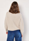 Chunky Cable Knit Jumper, Stone, large