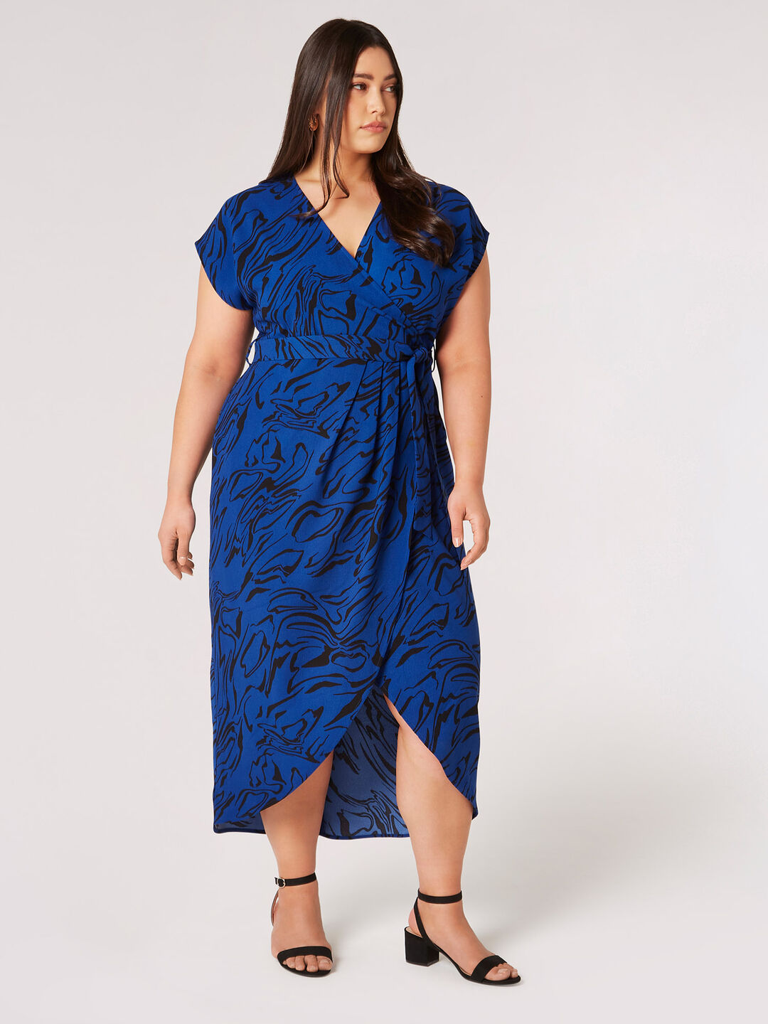 Image of Curve Swirl Wrap Midi Dress