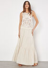 Cotton Blend Lined Crochet Tank Top, Stone, large